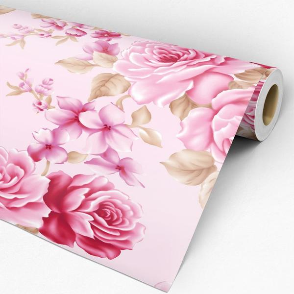 Imagem de Papel de Parede Adesivo Floral Rosa - 178