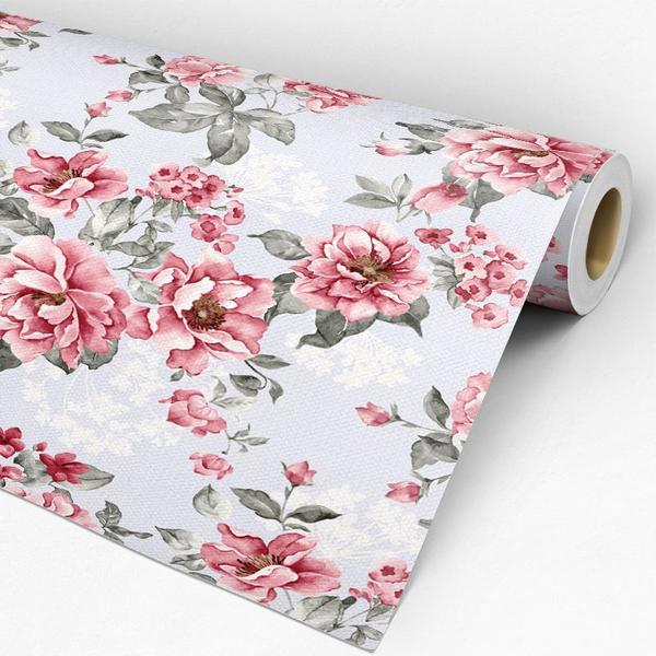 Imagem de Papel de Parede Adesivo Floral Rosa - 186