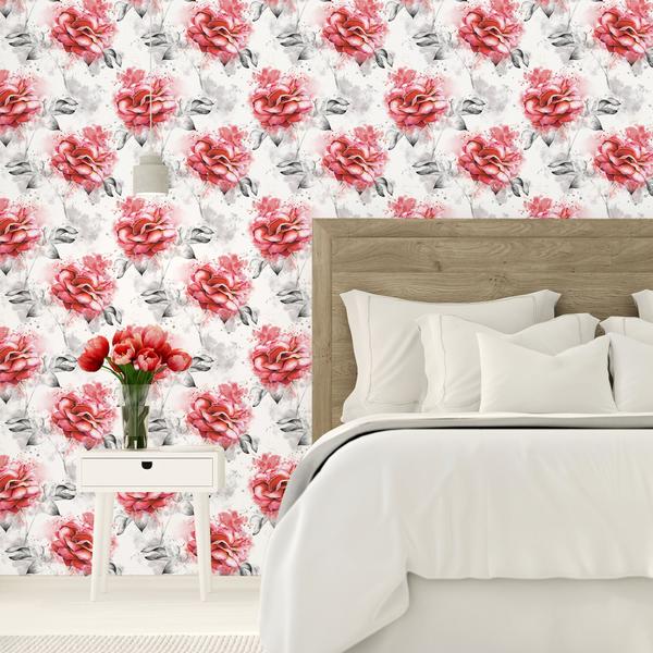 Imagem de Papel de Parede Adesivo Floral Rosas 2,70x0,57m