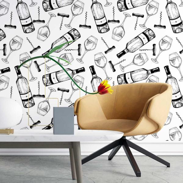 Imagem de Papel de Parede Adesivo Garrafas de vinho N03111 RL 0,58x3M