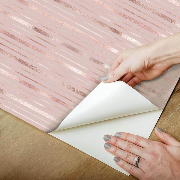 Imagem de Papel De Parede Adesivo Gold Elegante Linhas Rose