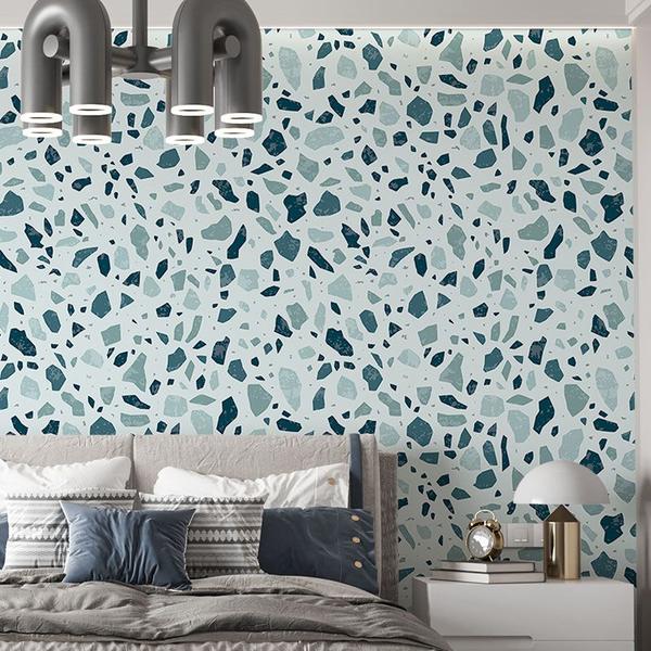 Imagem de Papel De Parede Adesivo Granilite Tons de Azul Tiffany