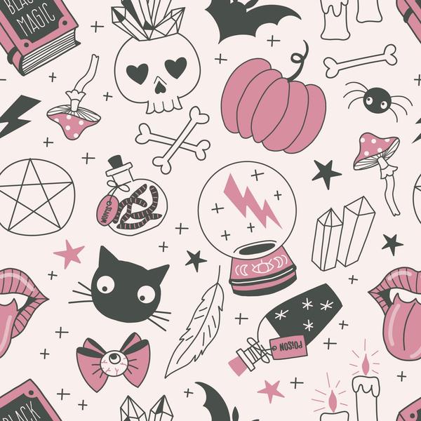 Imagem de Papel De Parede Adesivo Halloween Rosa Menina Quarto Teen 10m