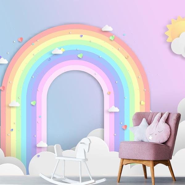 Imagem de Papel de Parede Adesivo Infantil Arco-íris Quarto Bebe - 735pcm