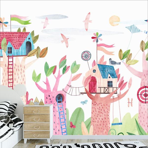 Imagem de Papel de Parede Adesivo Infantil Árvores Natureza Bebe Quarto - 499pcp