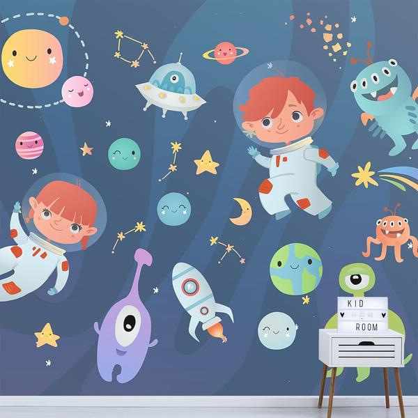 Imagem de Papel de Parede Adesivo Infantil Espaço Astronauta Quarto - 804pcp