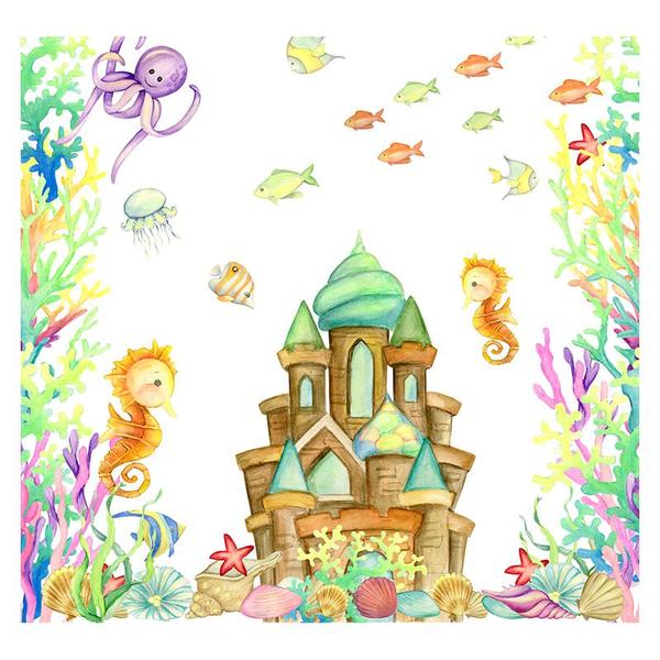 Imagem de Papel de Parede Adesivo Infantil Fundo do Mar Quarto Menino Menina - 622pcp