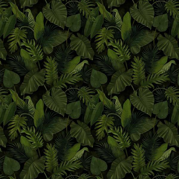 Imagem de Papel de Parede Adesivo Jardim Folhas 3d Verde Escuro 3M