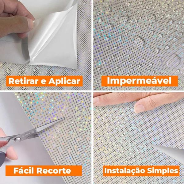 Imagem de Papel de Parede Adesivo Lavavel Branco Modelo Glitter Furtacor Colorido