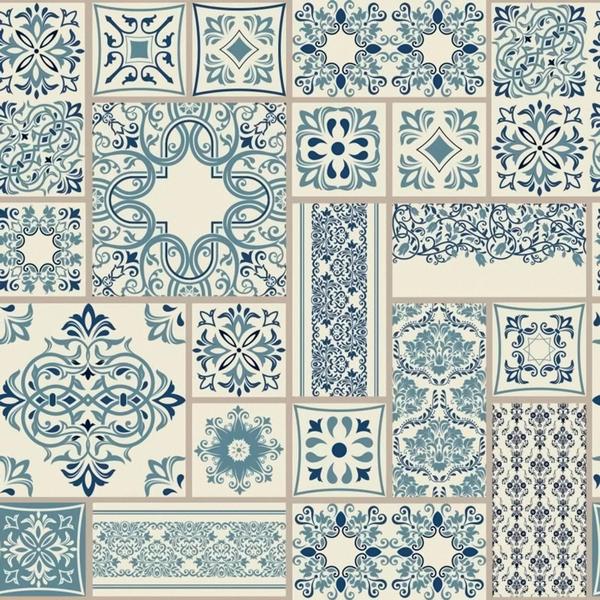 Imagem de Papel De Parede Adesivo Lavável Cozinha Azulejo Português Azul Sala Quarto Móvel Escritório