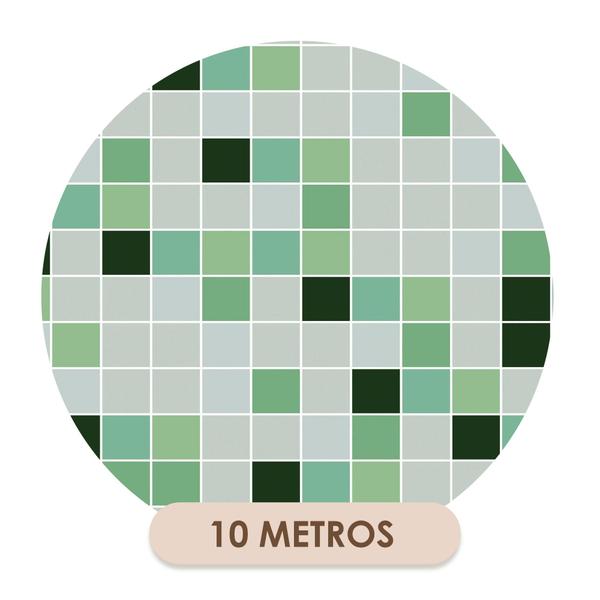 Imagem de Papel De Parede Adesivo Lavável Cozinha Banheiro Pastilha Tons de Verde 10m