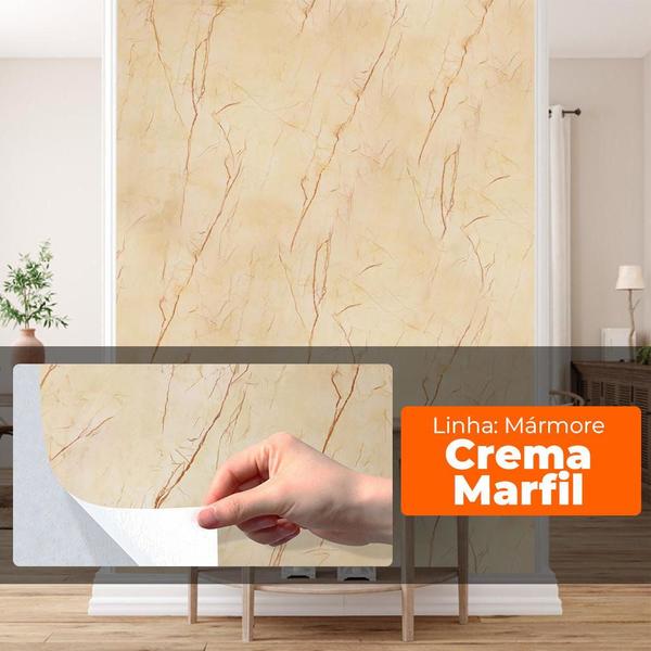 Imagem de Papel de Parede Adesivo Lavavel Marmore Crema Marfil 500x60cm