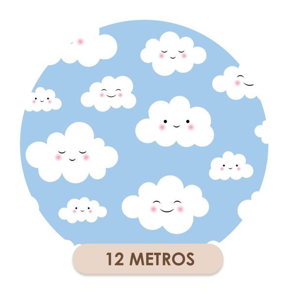 Imagem de Papel De Parede Adesivo Lavável Nuvens Céu Azul Infantil 12m