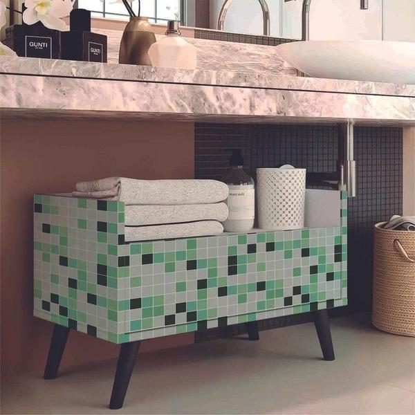 Imagem de Papel De Parede Adesivo Lavável para Banheiro/Lavabo/Sala/Cozinha/Área externa - Pastilha Verde