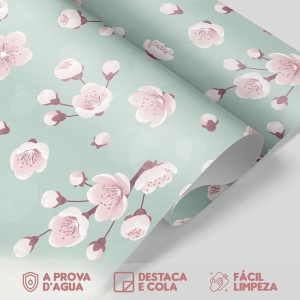 Imagem de Papel De Parede Adesivo Lavável Sala Flor Floral Rosa