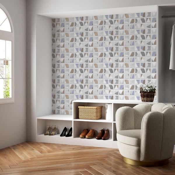 Imagem de Papel De Parede Adesivo Lavável sala Ladrilhos Mult Color Mosaico Cozinha Banheiro