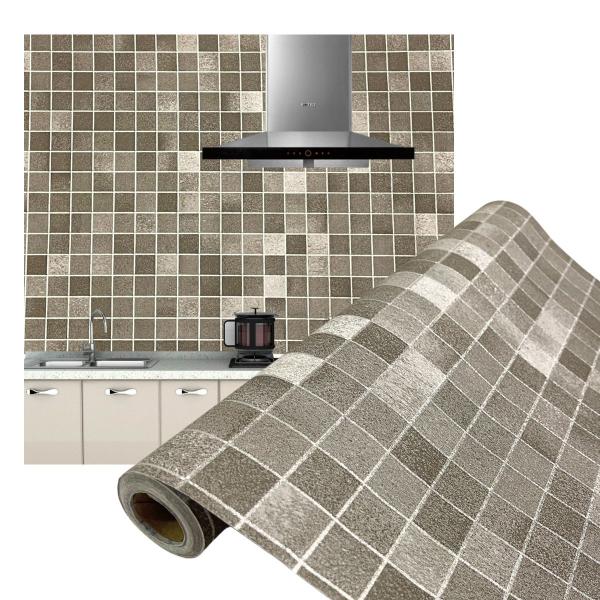 Imagem de Papel de Parede Adesivo Lavavel Sala Quarto Cozinha 3D Decorativo Pastilhas Cinza 10 Metros