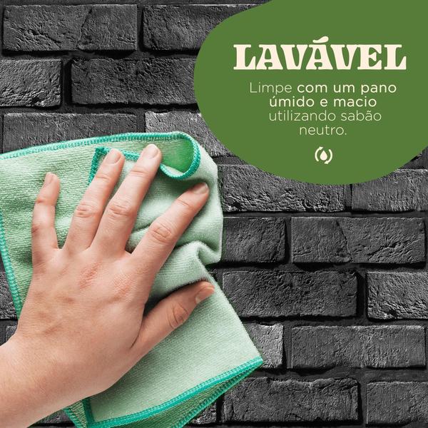 Imagem de Papel de Parede Adesivo Lavável Tema Tijolinhos Cinza Sala