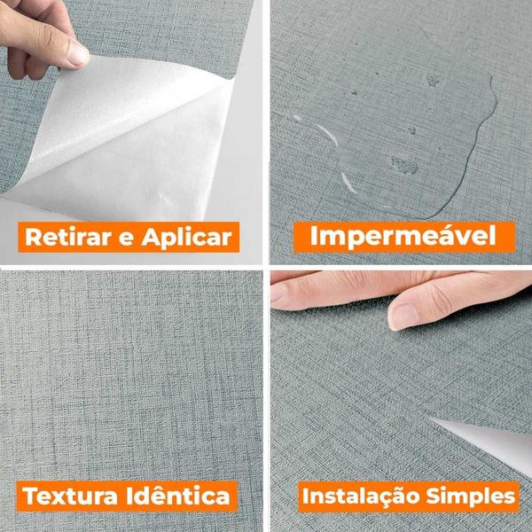 Imagem de Papel de Parede Adesivo Lavavel Textura Linho Casual Jeans 5M