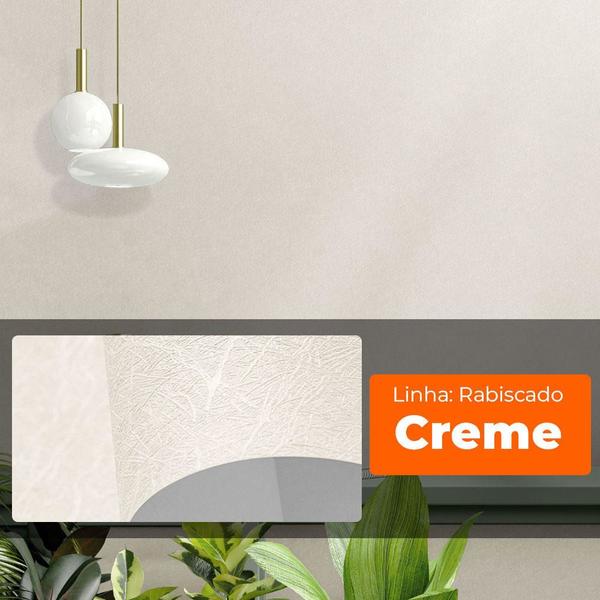 Imagem de Papel de Parede Adesivo Lavavel Texturizado Rabiscado Creme 5M