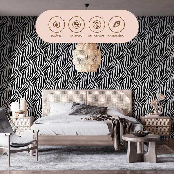 Imagem de Papel De Parede Adesivo Lavável Zebra Animal Print 10m