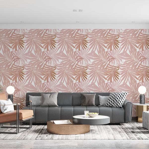 Imagem de Papel De Parede Adesivo Palmeiras Rose Gold Sala Quarto 5m