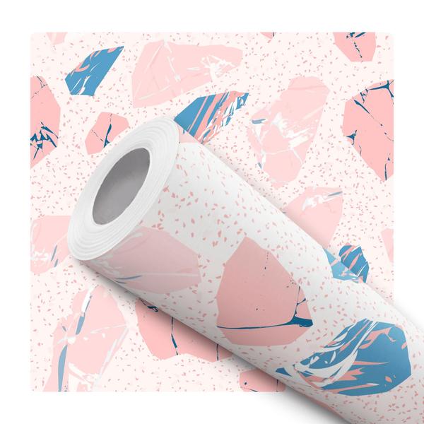 Imagem de Papel de Parede Adesivo Pedras Granilite Rosa Azul Menina Infantil Delicado Moderno Quarto 