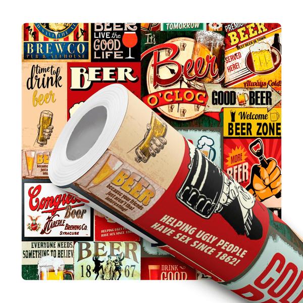 Imagem de Papel de Parede Adesivo Placas Beer Bebida Retro Moderno Adega 10m