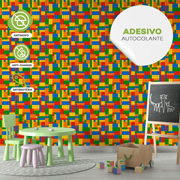 Imagem de Papel De Parede Adesivo Quarto Infantil Colorido Lego