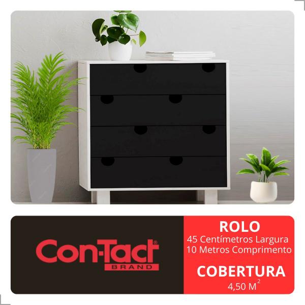 Imagem de Papel de Parede Adesivo Quarto Preto Fosco Contact Lavável Decorativo Sala Quarto Cozinha 45cmx10m