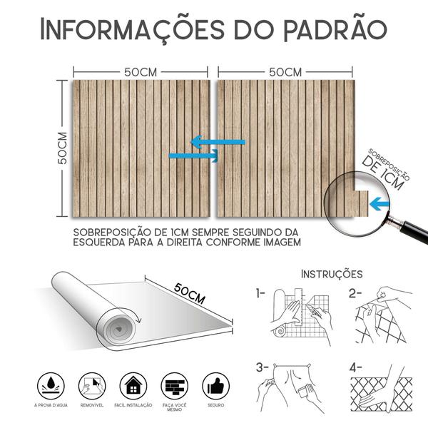 Imagem de Papel De Parede Adesivo Ripas De Madeira Bege Rustica