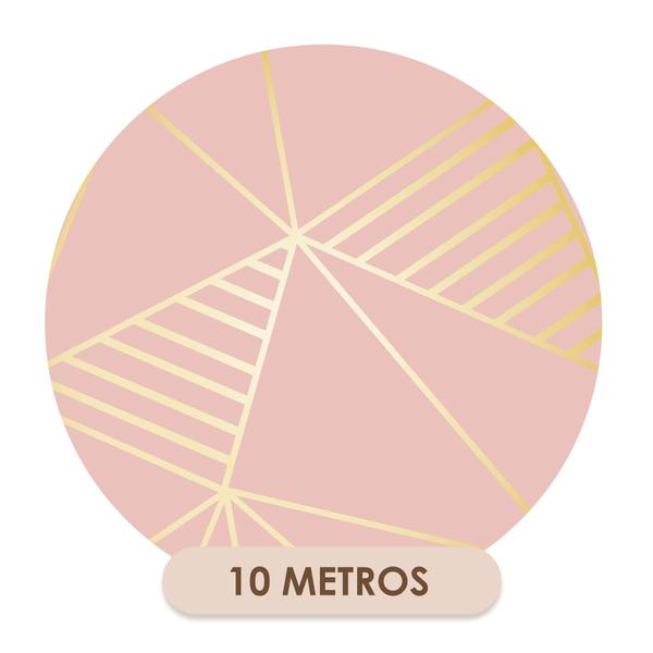 Imagem de Papel de Parede Adesivo Rosa Geométrico Triângulos Linhas Dourado Moderno Quarto Sala de Estar