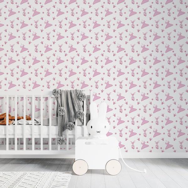 Imagem de Papel De Parede Adesivo Sapato Ballet Rosa Infantil 2,80m