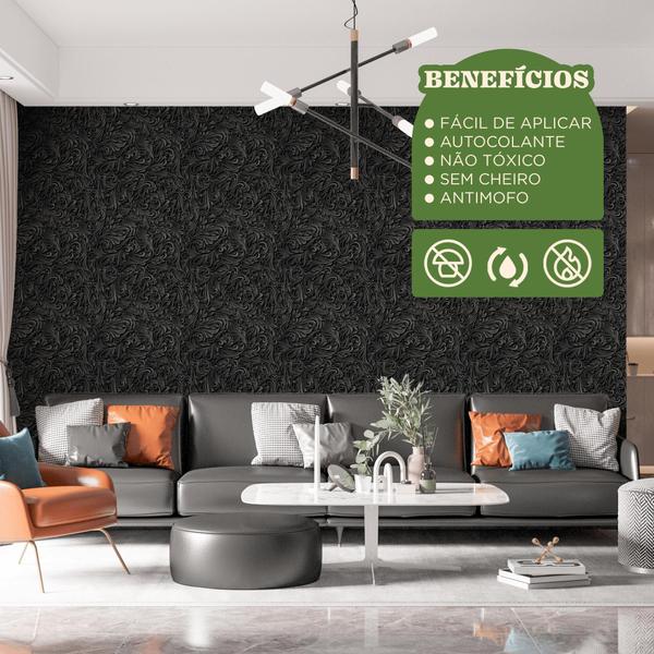 Imagem de Papel de Parede Adesivo Tema Floral Provenção Preto Sala Quarto