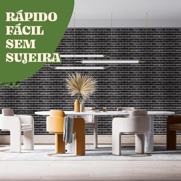 Imagem de Papel de Parede Adesivo Tema Tijolinhos Rusticos Preto 