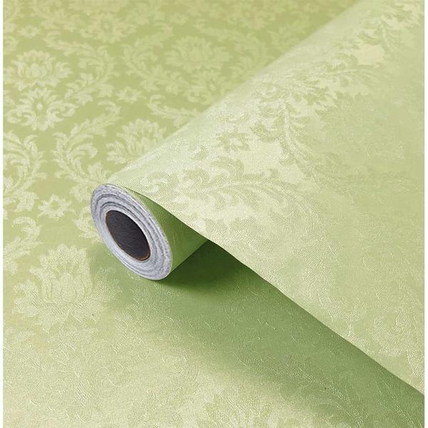 Imagem de Papel de Parede Arabesco Verde Supremo 500x60cm Adesivo Texturizado Revestimento Decoração Moderna Parede