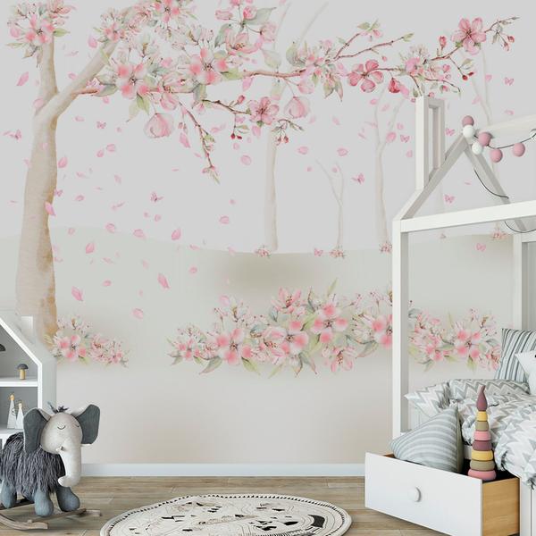 Imagem de Papel De Parede Arvore Rosas Quarto De Menina Floral M