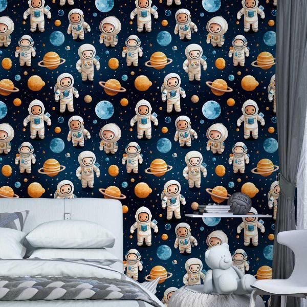 Imagem de Papel De Parede Astronauta Infantil Decorativo Vinil 18M