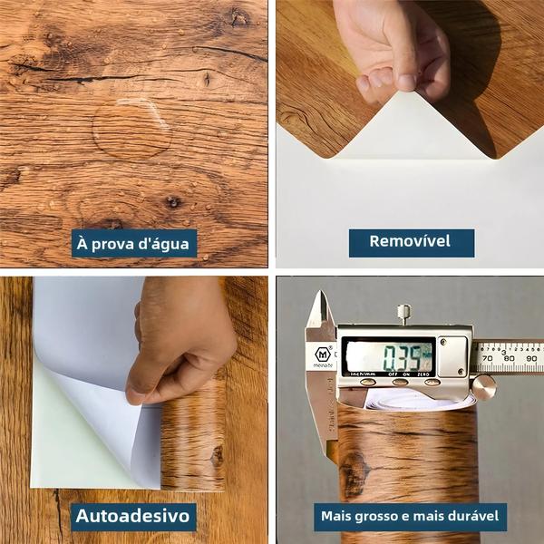 Imagem de Papel de Parede Autoadesivo à Prova d'Água - PVC e Vinil com Textura de Madeira