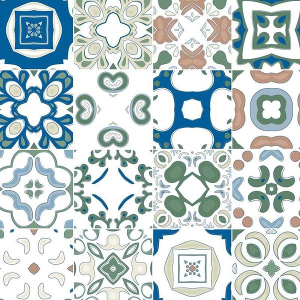 Imagem de Papel De Parede Azulejo Branco E Azul Adesivo Cozinha Pia