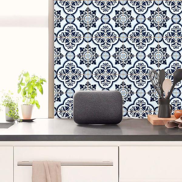 Imagem de Papel de parede azulejo português autocolante degrade azul ref: dpaz40