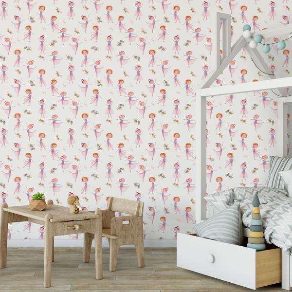 Imagem de Papel de Parede Bailarina e Flores Quarto de Menina 57x270cm