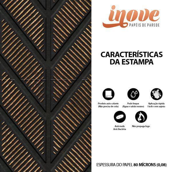 Imagem de Papel de Parede Chevron 3D Preto e Bronze 270