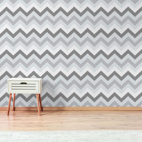 Imagem de Papel de Parede Chevron Tons de Cinza 57x270cm