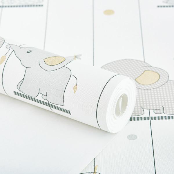 Imagem de Papel de Parede Cinza Elefante - Rolo com 9,50 Metros  Decoração de Luxo Infantil