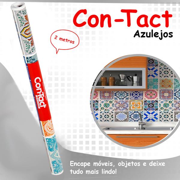 Imagem de Papel De Parede Contact Decorado Azulejos Cozinha 45Cm X 2M