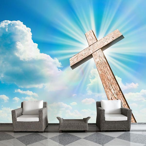 Imagem de Papel de Parede Cruz Cristo Religião Igreja Fé Sala Painel - 399pcp