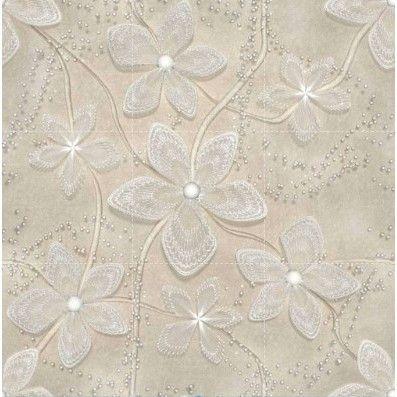 Imagem de Papel de Parede Decorativo Floral Areia Tons Claros 2,5m