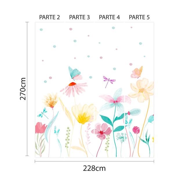 Imagem de Papel de Parede Floral Jardim Aquarela para Quarto 6m²