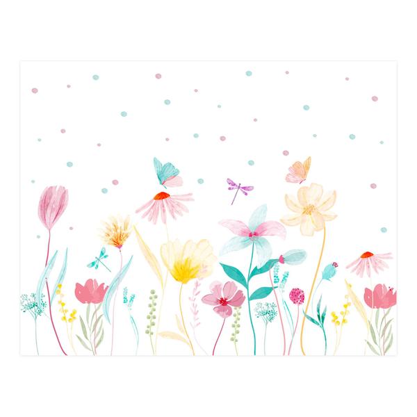 Imagem de Papel de Parede Floral Jardim Aquarela para Quarto 9m²